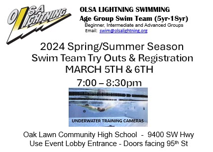 Swimming Tryout dates March 5th and 6th